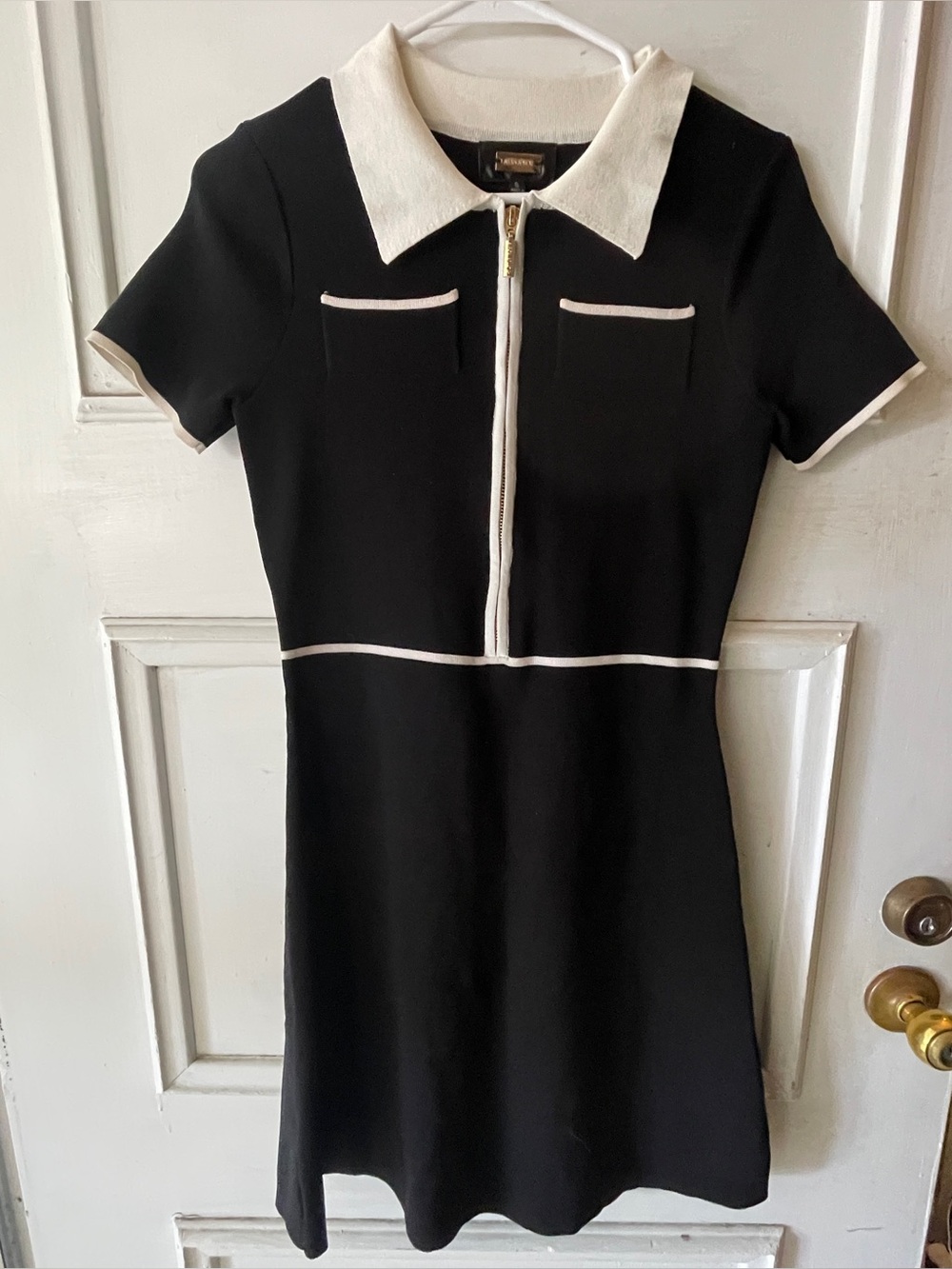Alexia Admor Black Mini Dress with White Trim Collar